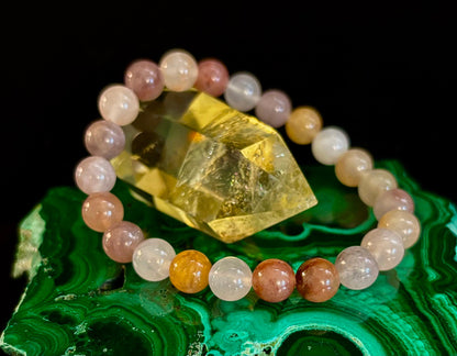 Coastal Calm Quartz Beaded Bracelet – 8mm Beach Sand Tones for Medium Wrists 🌊🏖️