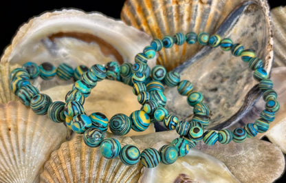 Deep Blue Malachite Energy Bracelet – 6mm, 8mm, 10mm Beads for Small to Large Wrists