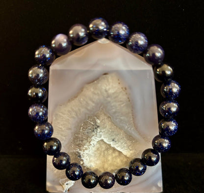 Midnight Magic – Blue Goldstone Bracelet (8mm Beads) | Small to Medium Wrists
