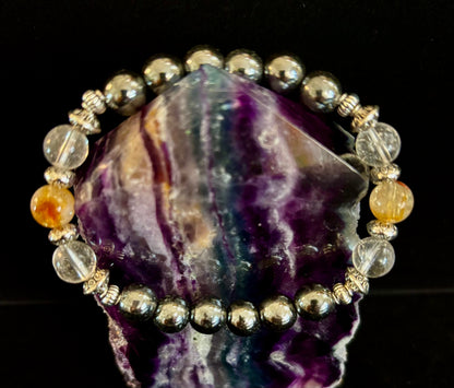 Empath Protection Intention Bracelet – Citrine, Clear Quartz & Hematite