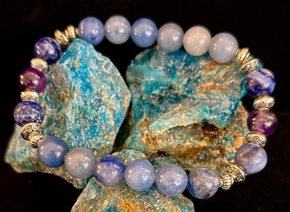 Anxiety Support Intention Bracelet – Blue Aventurine, Sodalite & Amethyst | 8mm Gemstones