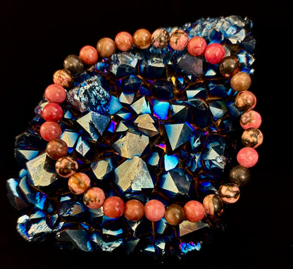 Natural Rhodonite Stone Bead Bracelet – Emotional Healing & Love Energy
