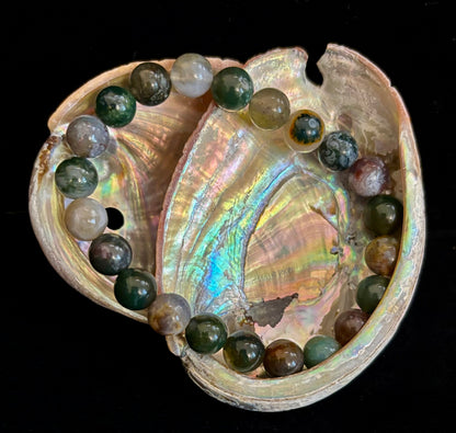 Indian Agate Bracelet 6mm, 8mm & 10mm – Reiki-Infused Grounding, Balance & Protection Jewelry (Multiple Wrist Sizes)