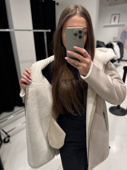⇆ Reversible Faux Fur & Suede Hooded Jacket