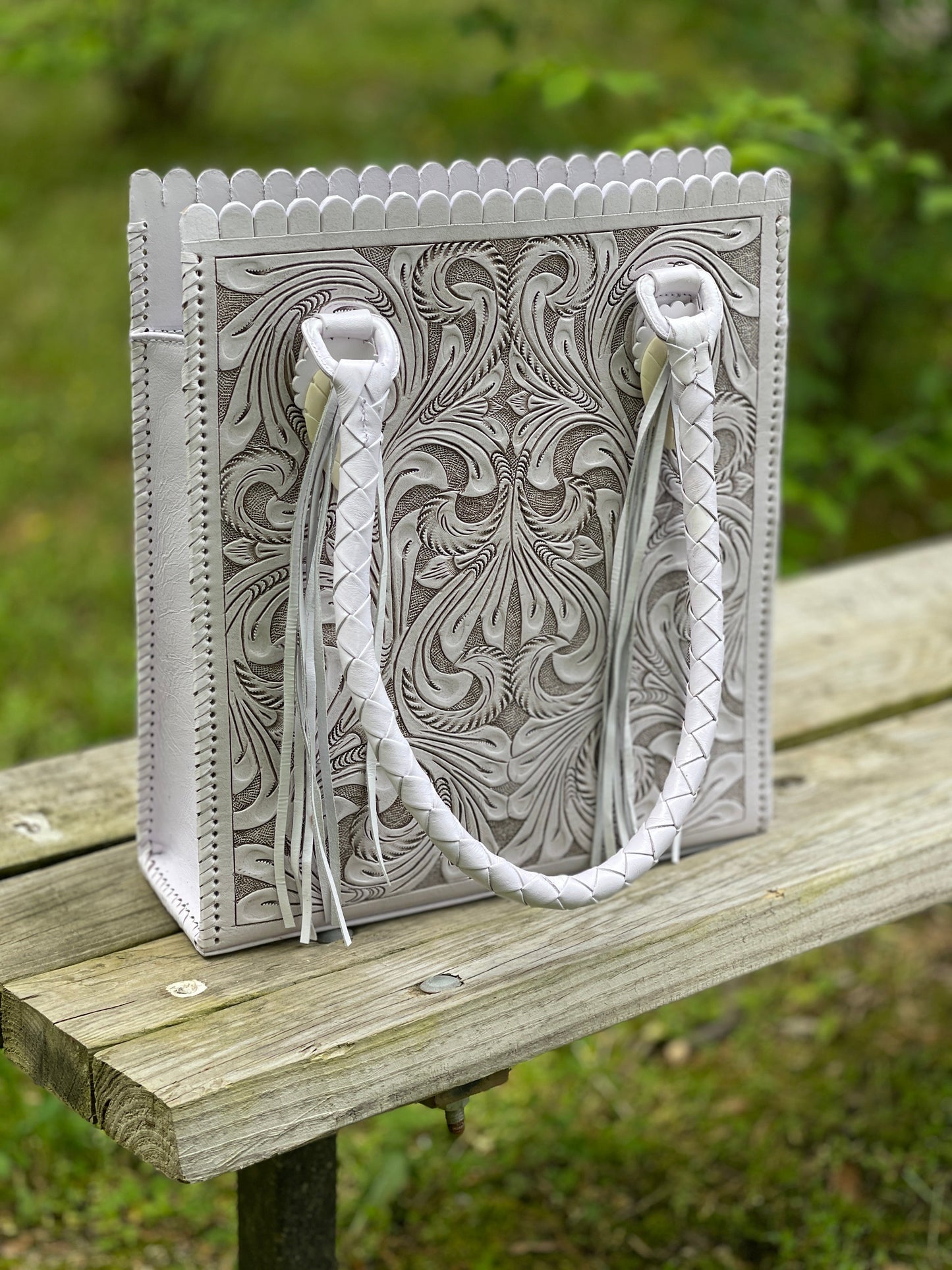 Hand Tooled Leather Tote Bag "CORREAS" by ALLE