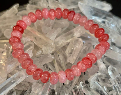 Pink Agate Rondelle Bracelet – Self-Love & Emotional Healing | Medium Wrists