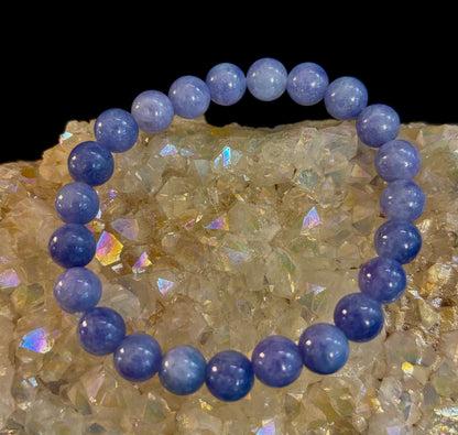 Angelite Crystal Bracelet – Serenity & Intuition | 8mm & 10mm Beads for Medium Wrists