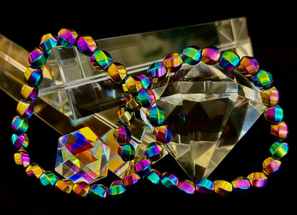 Rainbow Style Geometric Beaded Bracelet – LGBTQ+ Pride & Power for Medium and Large Wrists