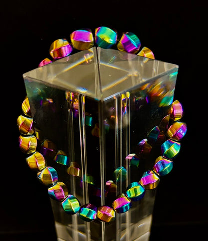 Rainbow Style Geometric Beaded Bracelet – LGBTQ+ Pride & Power for Medium and Large Wrists