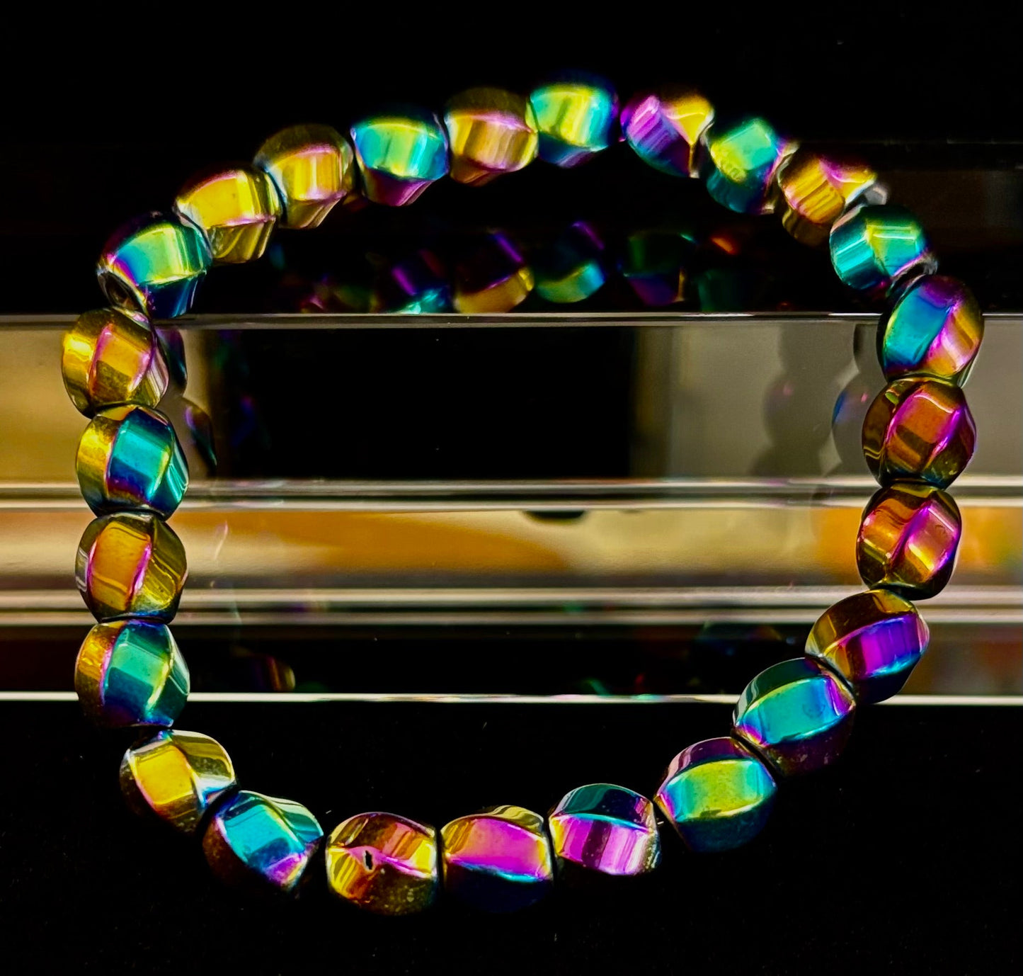 Rainbow Style Geometric Beaded Bracelet – LGBTQ+ Pride & Power for Medium and Large Wrists