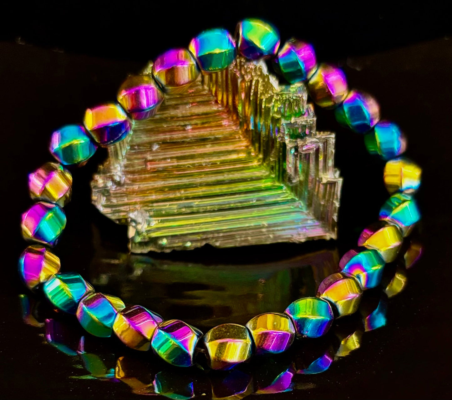Rainbow Style Geometric Beaded Bracelet – LGBTQ+ Pride & Power for Medium and Large Wrists