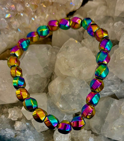 Rainbow Style Geometric Beaded Bracelet – LGBTQ+ Pride & Power for Medium and Large Wrists