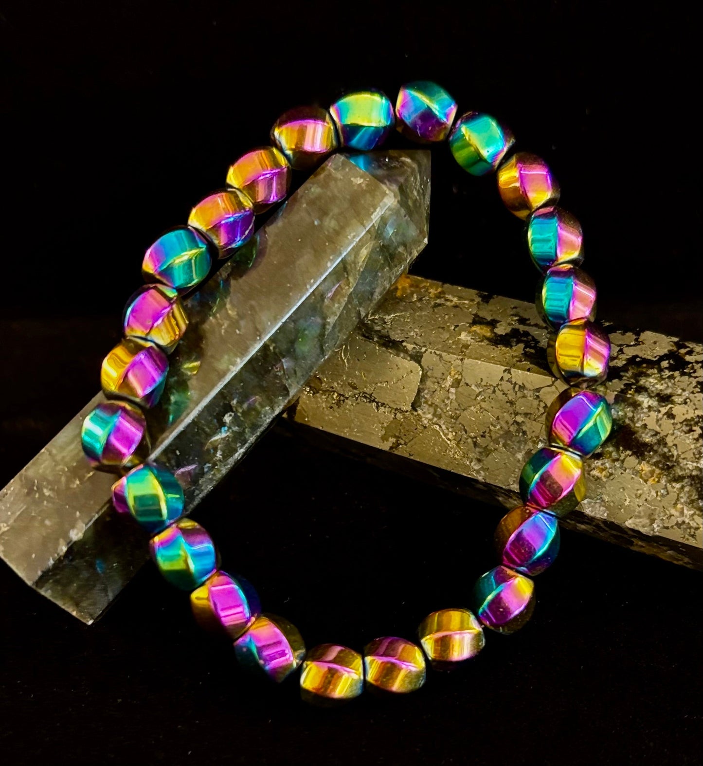Rainbow Style Geometric Beaded Bracelet – LGBTQ+ Pride & Power for Medium and Large Wrists