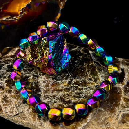 Rainbow Style Geometric Beaded Bracelet – LGBTQ+ Pride & Power for Medium and Large Wrists