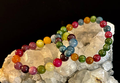 Multicolor Tourmaline Bracelet – Reiki-Infused Balance, Protection & Emotional Healing Jewelry (Medium Wrist)