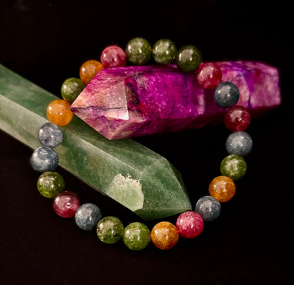 Multicolor Tourmaline Bracelet – Reiki-Infused Balance, Protection & Emotional Healing Jewelry (Medium Wrist)