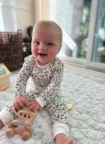 Children's Two Piece Organic Pajamas - Happy Monkey