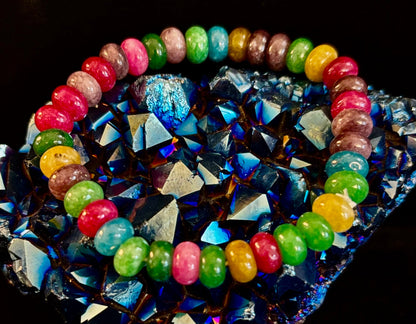 Multi-Color Tourmaline Rondelle Wish Bracelet