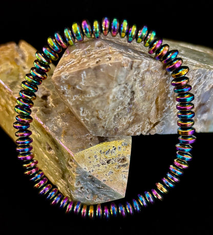 🌈 Rainbow Hue Metal Bracelet – Medium to Large Wrists