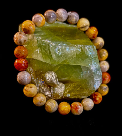 Crazy Lace Jasper Bracelet – 8mm Beads for Joy, Laughter, Support (Medium Wrists)