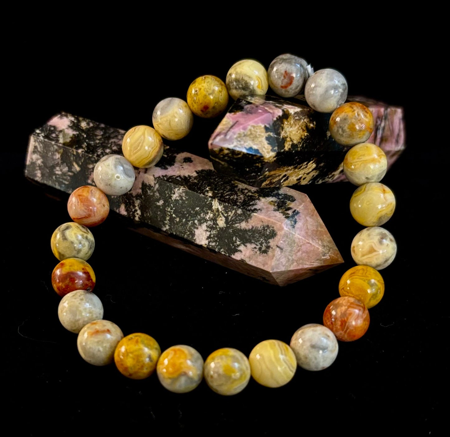 Crazy Lace Jasper Bracelet – 8mm Beads for Joy, Laughter, Support (Medium Wrists)