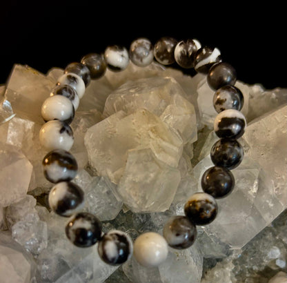 Zebra Stone Bracelet – 8mm Beads, Medium Wrists