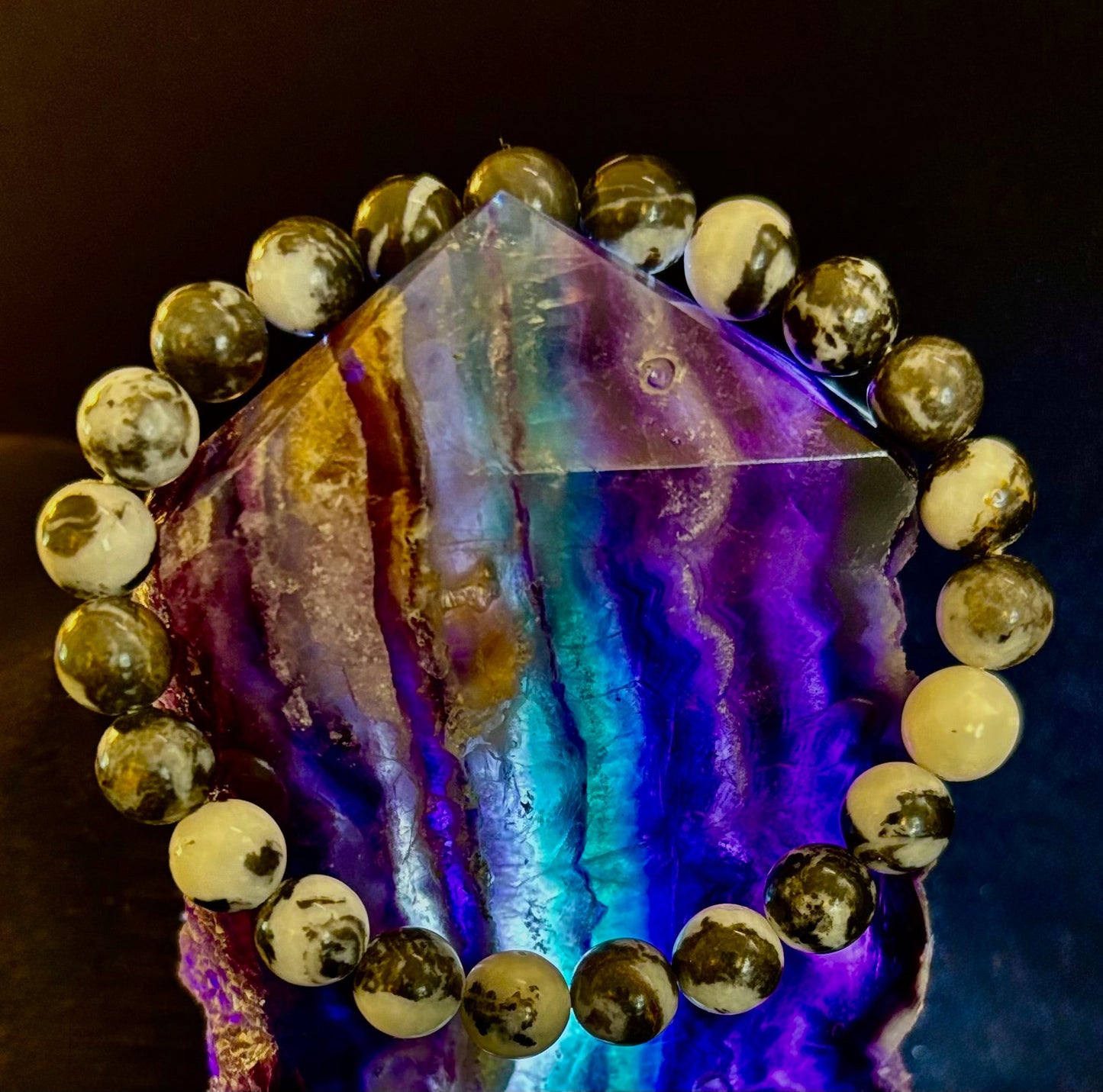 Zebra Stone Bracelet – 8mm Beads, Medium Wrists