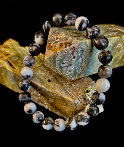 Zebra Stone Bracelet – 8mm Beads, Medium Wrists