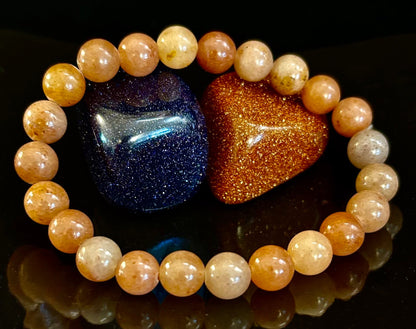 Dark Strawberry Quartz Bracelet – 8mm Beads, Medium Wrists