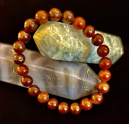 Dark Strawberry Quartz Bracelet – 8mm Beads, Medium Wrists