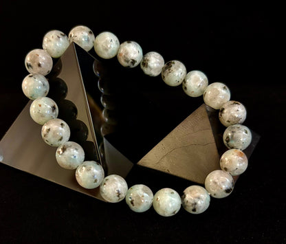 Sesame Kiwi Jasper Bracelet – 8mm Beads, Medium Wrists