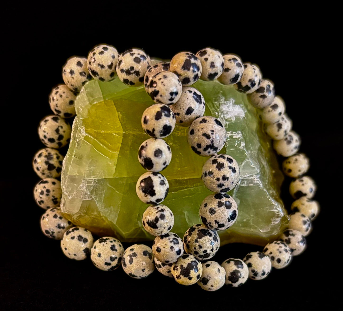 Dalmatian Jasper Gemstone Bracelet for Joy & Grounding | 8mm, 10mm, 12mm Beads