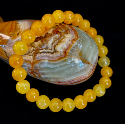 Orange Agate Beaded Bracelet – 8mm Natural Stones (Medium to Large Wrists)