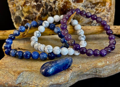 Intentions Bracelet Set – Serenity (Amethyst, Sodalite & Howlite)