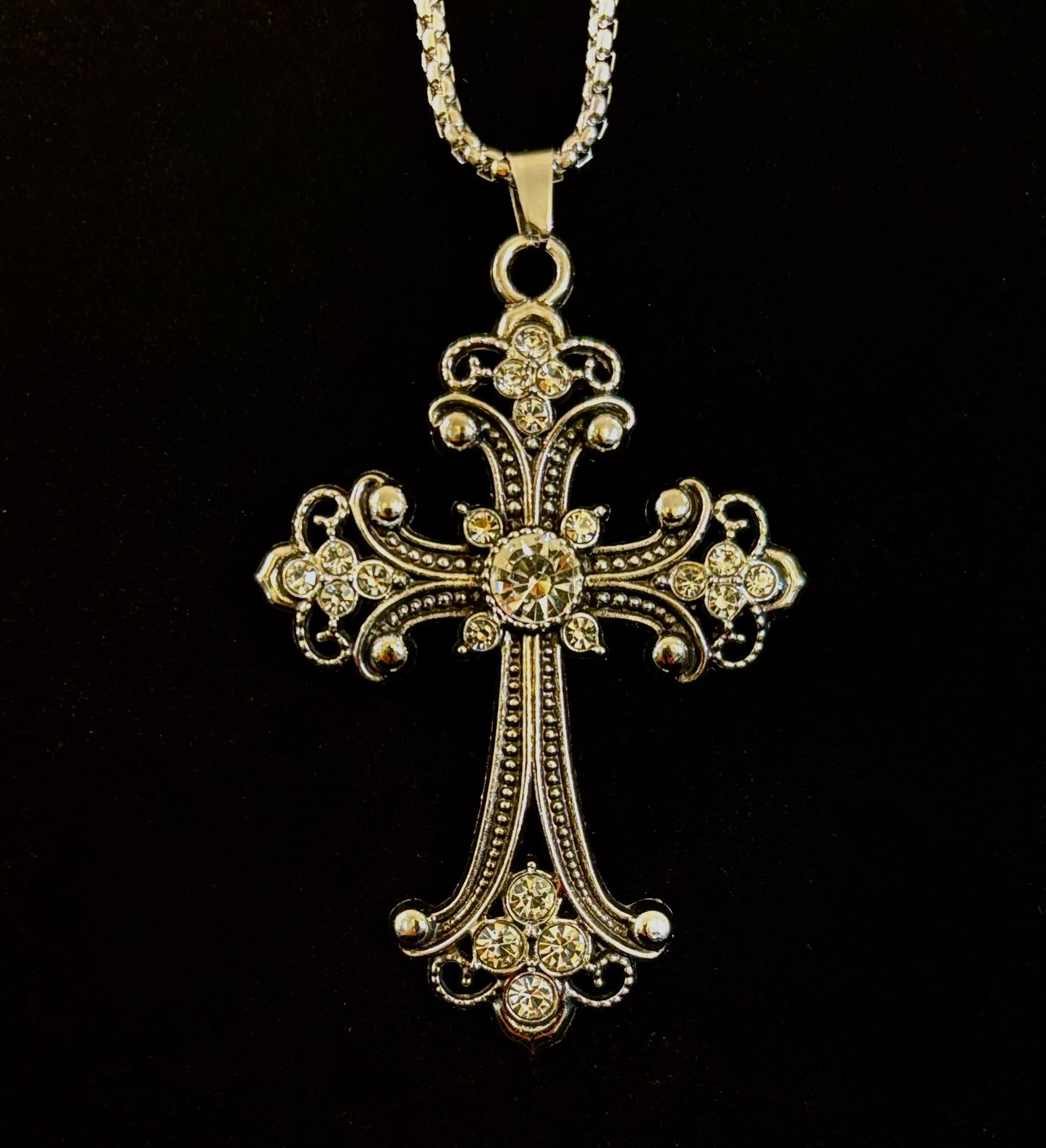 Our Lady of Guadalupe Vintage Cross Necklace — Silver Tone Catholic Pendant — Inspired by Puerto Vallarta Mexico — Sacred Protection Jewelry
