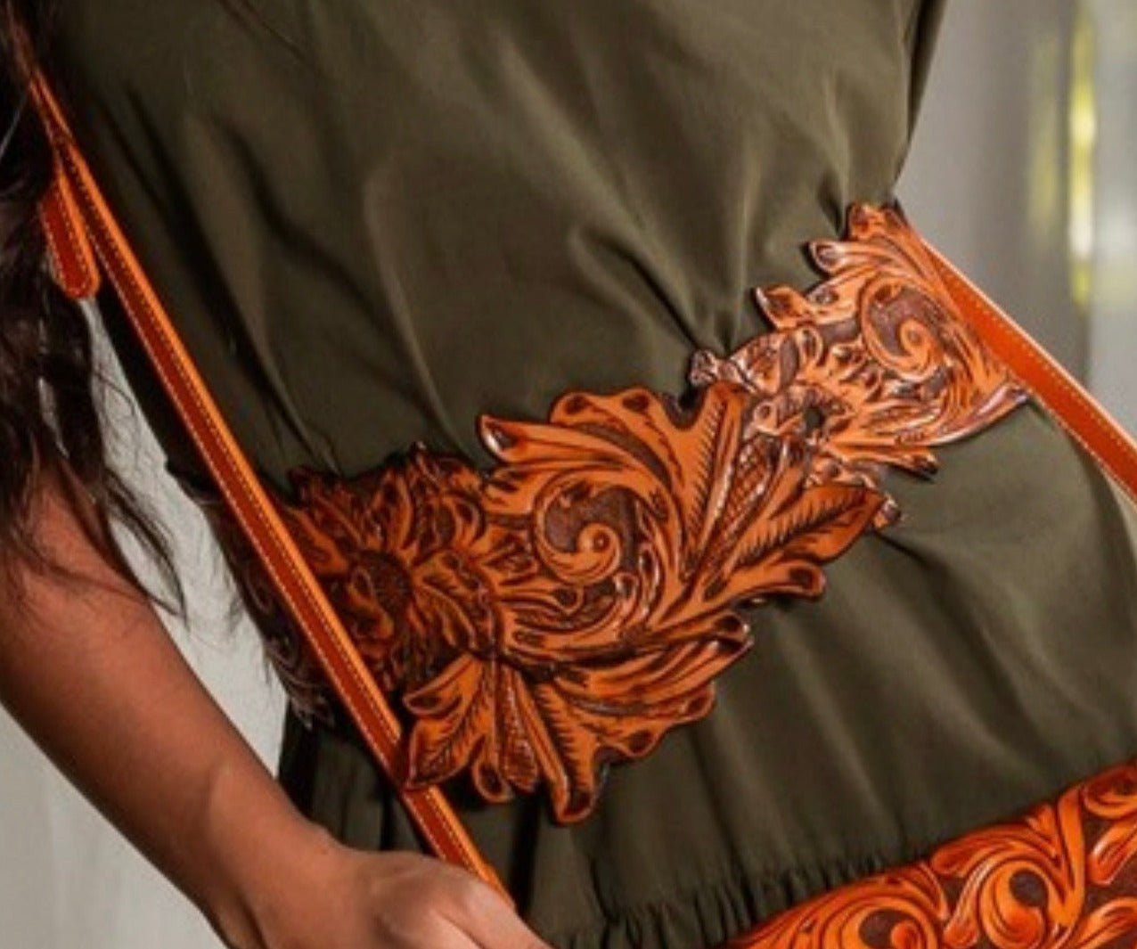 Hand-Tooled Leather Belt “Lauren” – Western Cowgirl Belt, Floral Design, Multiple Colors