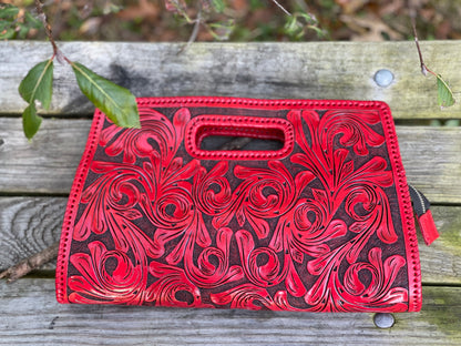 Hand-Tooled Leather Large Clutch Bag "ENVELOPE" by ALLE more Colors