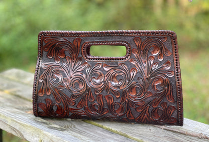 Hand-Tooled Leather Large Clutch Bag "ENVELOPE" by ALLE more Colors