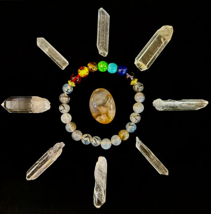 Dragon Vein Agate 7-Chakra Balance Bracelet – Protection, Strength & Energy Flow