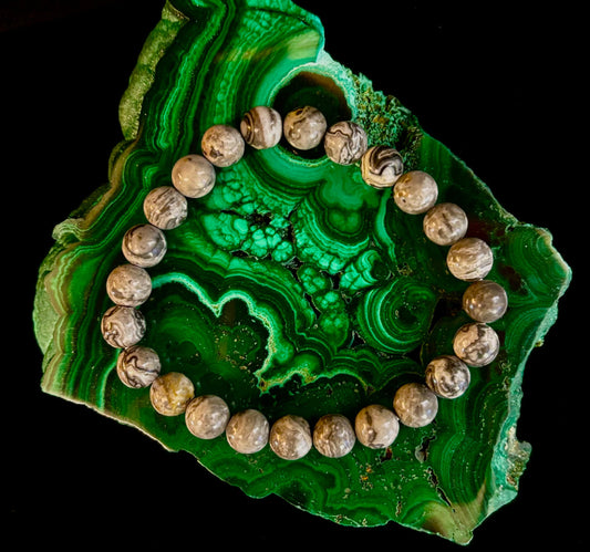 Wavy Lace Jasper 8mm Reiki-Infused Manifestation & Grounding Bracelet (Medium-Large Wrists)