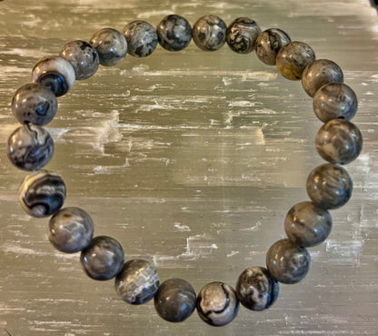 Wavy Lace Jasper 8mm Reiki-Infused Manifestation & Grounding Bracelet (Medium-Large Wrists)