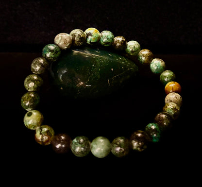 African Turquoise 8mm Reiki-Infused Growth & Manifestation Bracelet (Medium-Large Wrists)