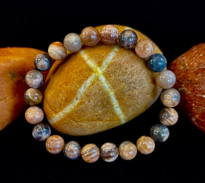 Black Moonstone 8mm Reiki-Infused Intuition & Manifestation Bracelet (Medium-Large Wrists)