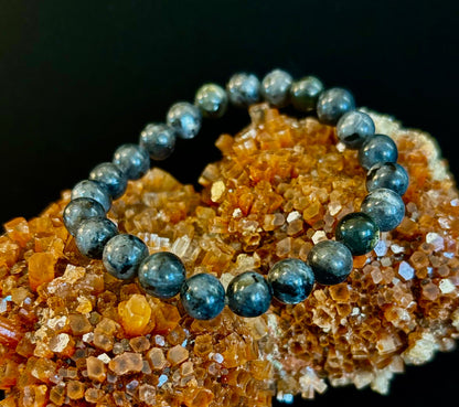 Larvikite 8mm Reiki-Infused Protection & Manifestation Bracelet (Medium-Large Wrists)