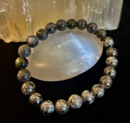 Larvikite 8mm Reiki-Infused Protection & Manifestation Bracelet (Medium-Large Wrists)