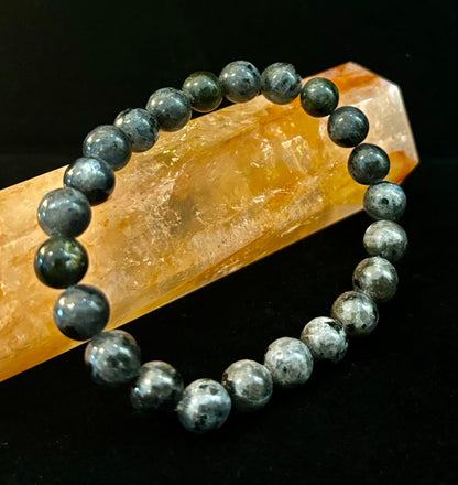 Larvikite 8mm Reiki-Infused Protection & Manifestation Bracelet (Medium-Large Wrists)