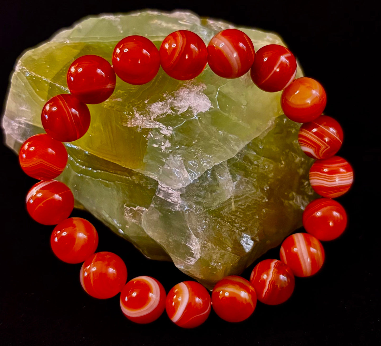 Red Striped Agate (Sardonyx) Reiki-Infused Strength & Confidence Bracelet (Medium Wrist)