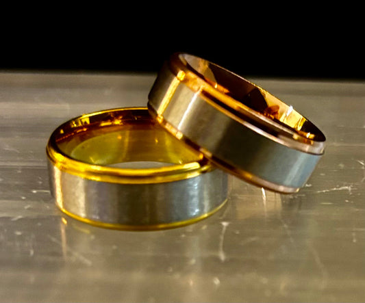 Affordable Wedding Band – Stainless Steel & Titanium Ring (Gold or Rose Gold)