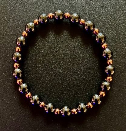 Copper & Hematite Bracelet – Grounding, Strength & Energy Balance (Large Wrists)