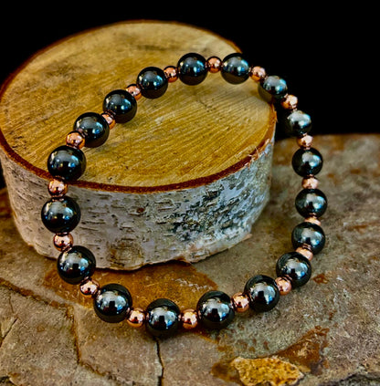 Copper & Hematite Bracelet – Grounding, Strength & Energy Balance (Large Wrists)